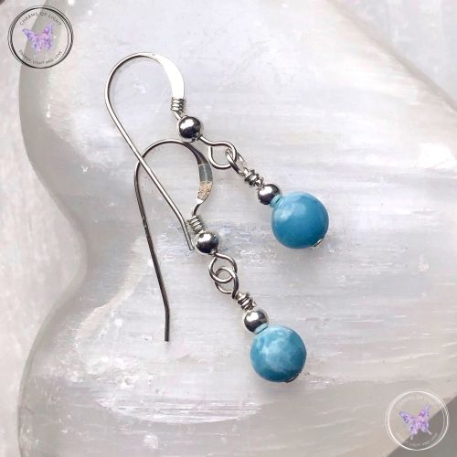 Classical Larimar Silver Earrings